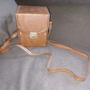 Vintage faux leather hard case polaroid carrying shoulder bag (070524F)